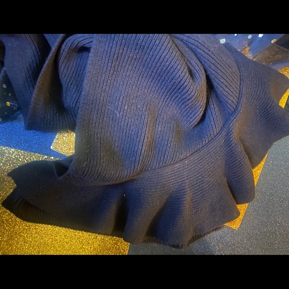 Banana Republic Accessories - BANANA REPUBLIC Merino WOOL CASHMERE NAVY RUFFLE Scarf RARE LUX GORG COZY